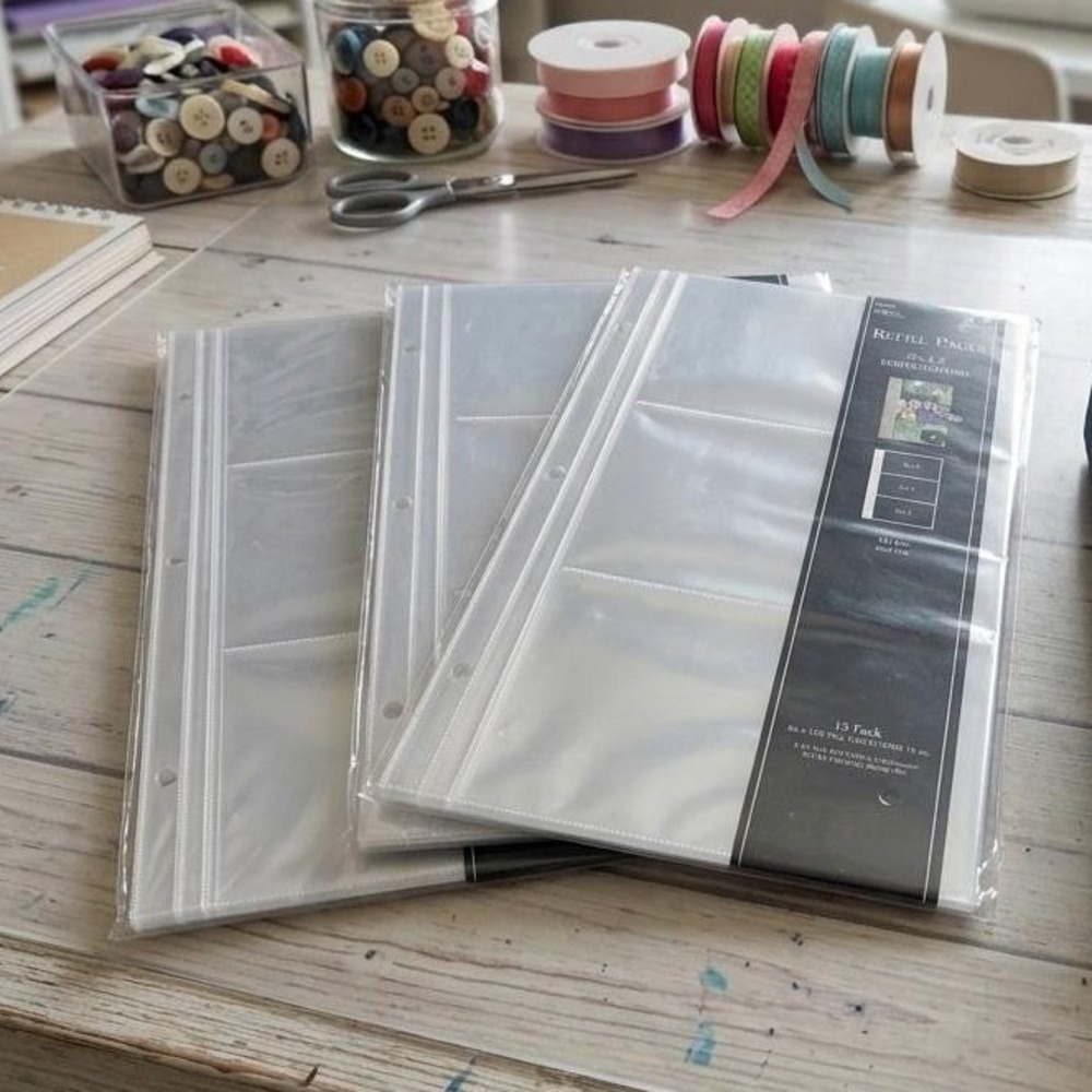 The Paper Studio 6x12 Scrapbook Refill Pages 3-Ring 15 Pack 3 Pockets Lot of 3